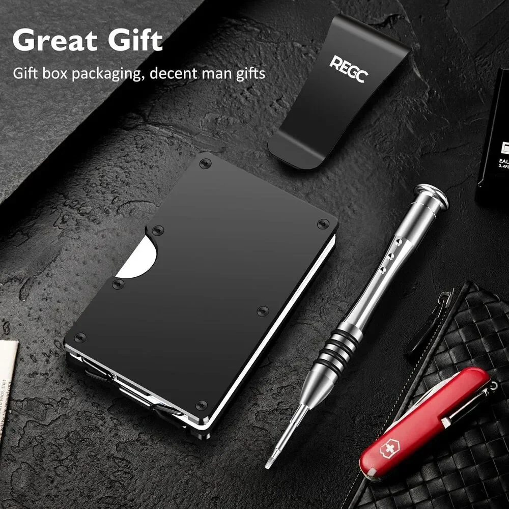 REGC Slim Wallet for Men, Metal Money Clip Wallet Silver
